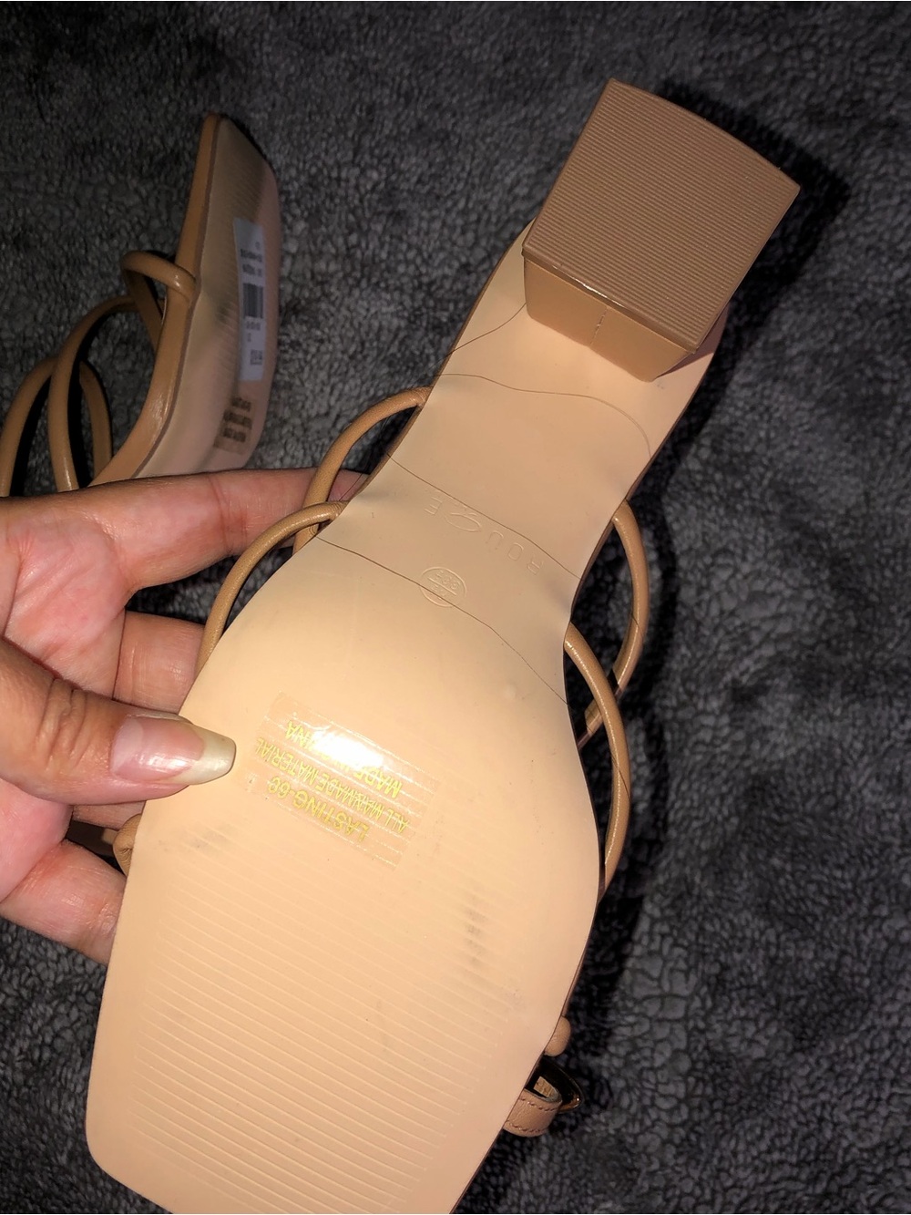 Rouge Helium Tan Multi-Strap Square-Toe Heel with Gold Accent - Picture 5 of 5
